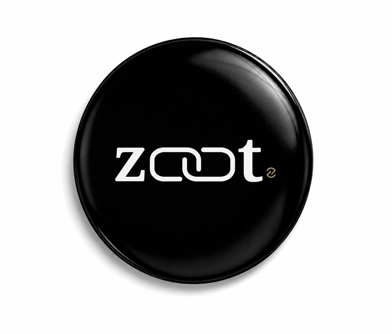 Zaat NFC sticker in black, front view